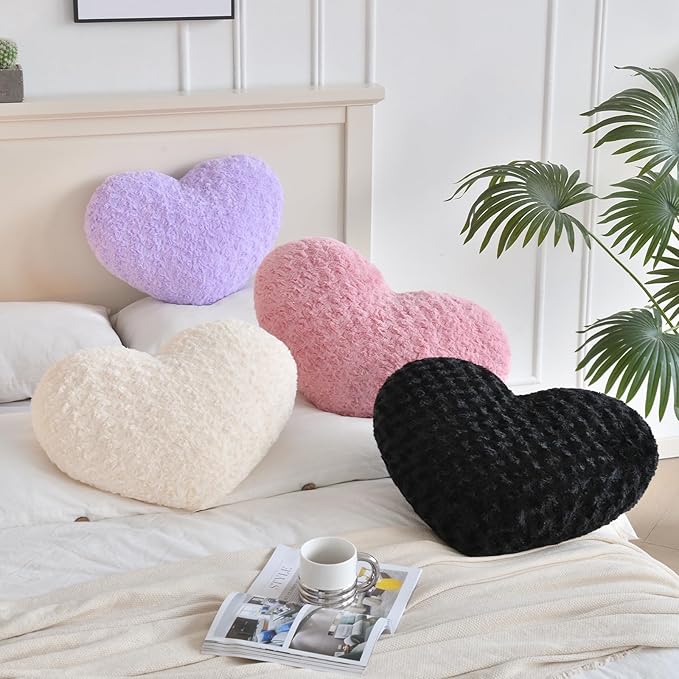 Heart Pillow, Soft Heart Shaped Pillow with Room Decorative Throw Pillows for Bed Couch Chair Sofa, Heart Shaped Cute Throw Pillow Cushion for Bedroom Living Room (Lavender, Large 19.6" x 15.7")
