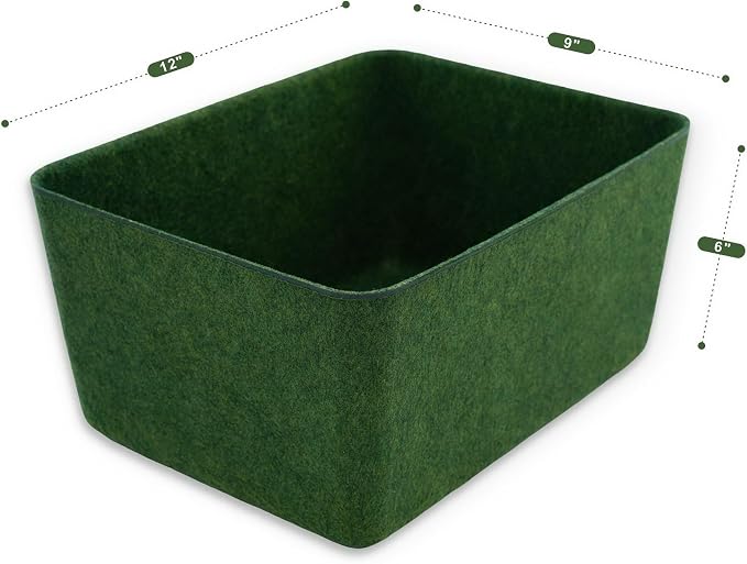 Welaxy Felt Storage Bin Deep Drawer Organizer for Makeup, Jewelry, Stationery, Closet & Bathroom, Minimalist living (Forest Green Bin, M) - Image 7