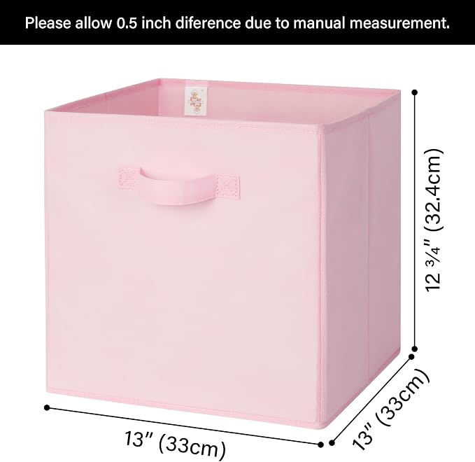 GRANNY SAYS Cube Storage, 13x13 Cube Storage Organizer Bins, Collapsible Storage Bins with Handle, Closet Storage Bins, Baskets for Shelves, Cubby Storage Organizer, Pink, 6-Pack - Image 6