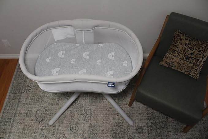 Baby Bassinet Mattress Topper, Waterproof Replacement Pad with Removable & Washable Mattress Covers (for Halo Bassinest Sleepers)