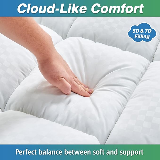 King Mattress Topper, Extra Thick Pillow Top Mattress Pad Cover for Back Pain, 6-21 Inches Deep Pocket, 78x80 Inches, White