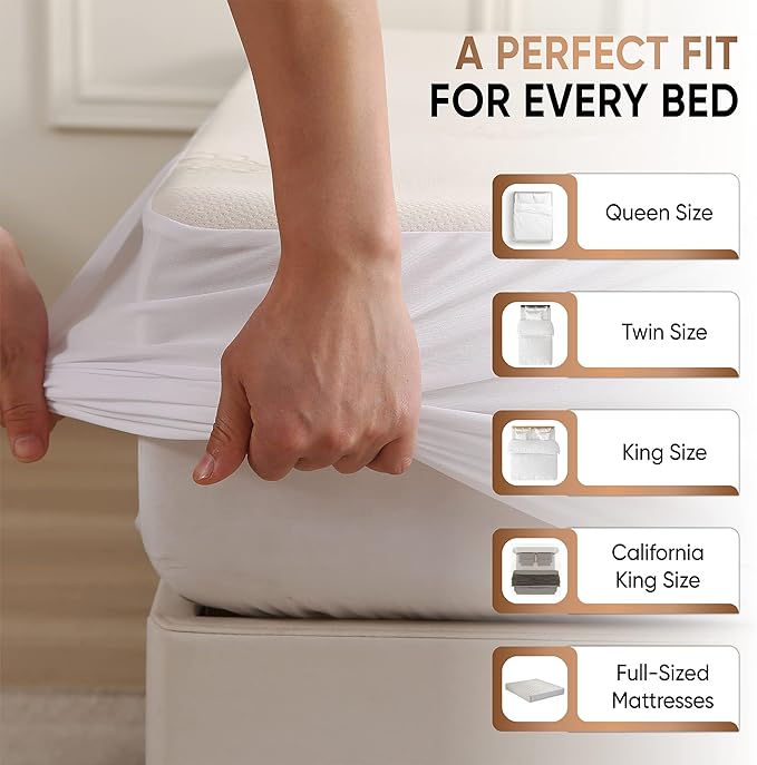 Deluxe Waterproof Organic Mattress Protector King Size - OCS Certified Organic Cotton Breathable Mattress Pad Cover - Premium 280 GSM - Jersey Cotton Skirt - Deep Pocket Fitted Style