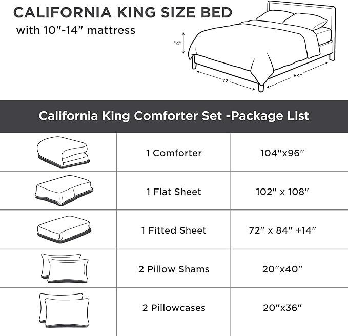 Andency Dark Grey California King Comforter Set - 7 Pieces Gray Cal King Bedding Comforter Sets, Summer Plain Soft Lightweight Comforter with Fitted Sheets, Flat Sheets, Pillowcases & Shams