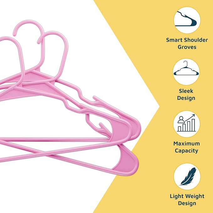 Lifemaster Plastic Clothes Hangers – Heavy Duty Hanger Set, for Organizing Clothes, Dresses, and Coat, Holds Up to 5 lbs, Space-Saving Hangers with Non-Slip Shoulder Grooves, Pack of 120, Pink - Image 4