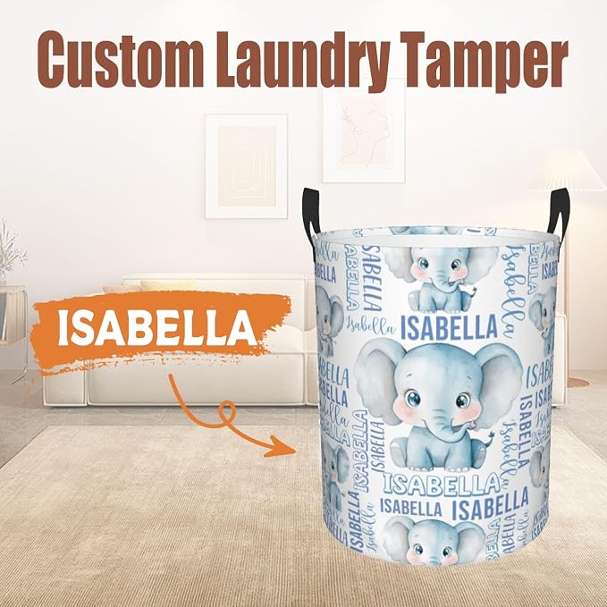 Custom Name Laundry Hamper, Personalized Laundry Basket with Name for Baby Boys Girls, Customized Collapsible Dirty Clothes Hamper Storage with Handles for Bedroom Bathroom Dorm Room Decor - Image 2