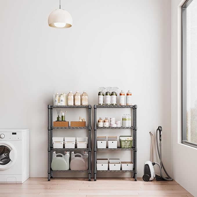 M MZG 1000 lbs 4 Tier Shelf Metal Storage Shelves Wire Rack Closet Organizers for Garage Kitchen Bathroom Laundry Black 11.8" D x 25.6" W x 45.5" H - Image 4