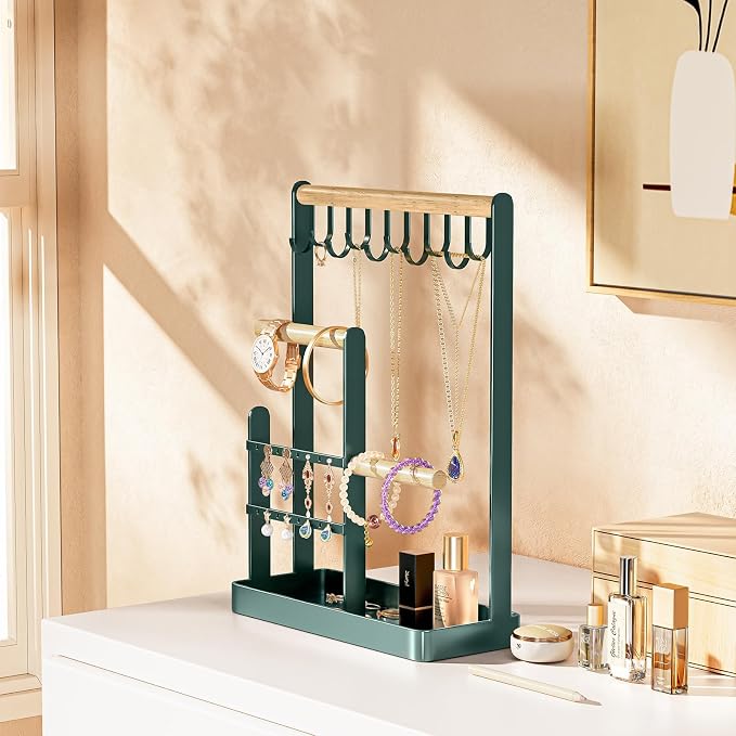 ProCase Cute Jewelry Stand, Aesthetic Jewelry Organizer for Dresser Vanity, Jewelry Holder Display for Necklaces Earrings, Gifts for Teen Girls Women, Bedroom Dorm Decor -Medium, Green - Image 7