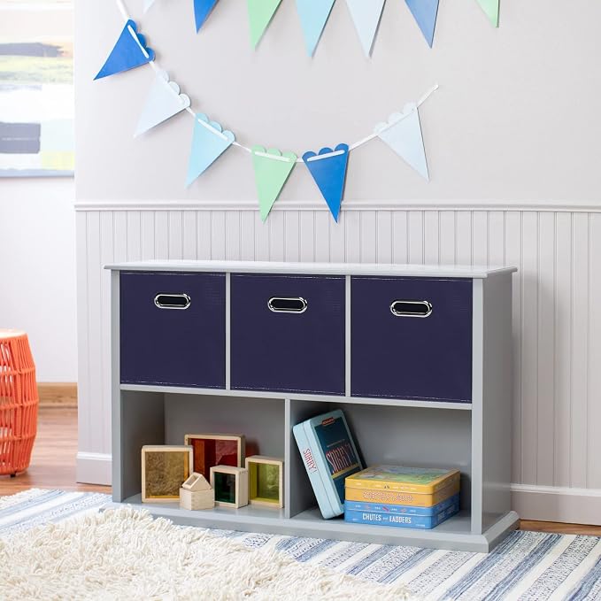 Navy Blue Fabric Storage Bins, 11x11x11, Set of 6, Foldable Cube Bins for Cloth or Accessory Storage - Image 5