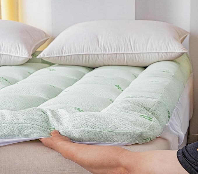 Ultra Soft Queen Size Mattress Topper - Premium Viscose Made from Bamboo, Quilted Fitted Extra Thick Mattress Pad, Pillow Top Mattress Cover with Deep Pocket Cover Fits 8–21 Inch (Twin XL)