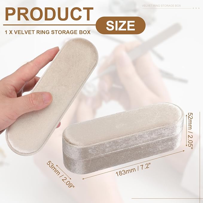 uxcell Velvet Ring Box, 11 Slots Travel Jewelry Case Ring Holder Organizer for Women Gift Proposal Christmas, White - Image 2