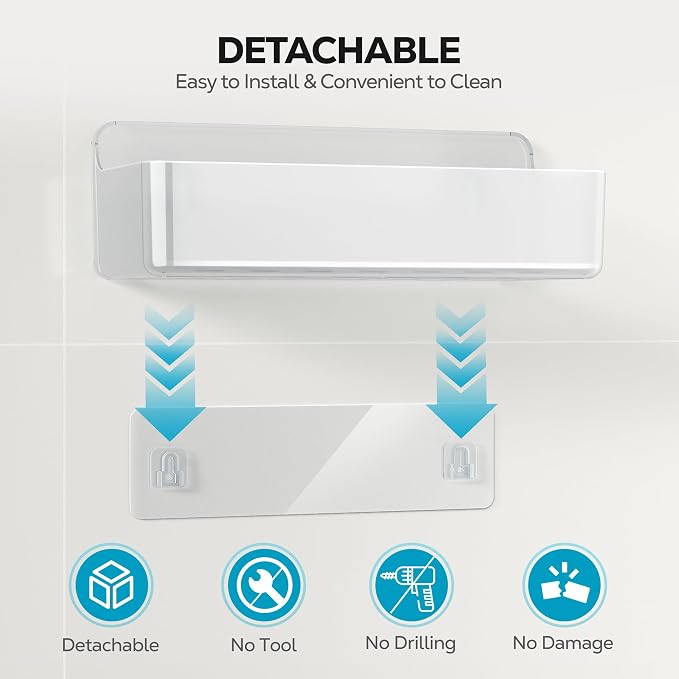 Nieifi Adhesive Wall Shelf, Shower Shelves, Shower Organizer for Bathroom Organization (A-Clear, 4 pieces) - Image 5