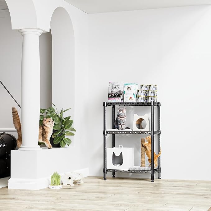 M MZG 750 lbs 3 Tier Shelf Metal Storage Shelves Shelving Wire Rack Heavy Duty Closet Organizers for Garage Kitchen Bathroom Laundry Black 13.8" D x 23.6" W x 35.5" H - Image 2
