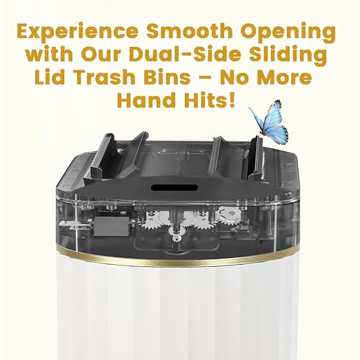ELPHECO Bathroom Trash Can with Lid Butterfly, Motion Sensor Trash Can Bathroom Decor Automatic Garbage Can Wastebasket Bathroom Accessories, Kitchen, Living Room, Office, White Gold - Image 8