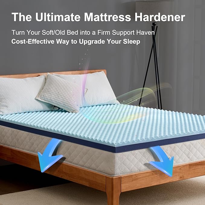 3 Inch Full Mattress Topper Reversible Hard Mattress Topper & Egg Crate Memory Foam Firm Bed Topper for Pressure Relief & Support CertiPUR-US