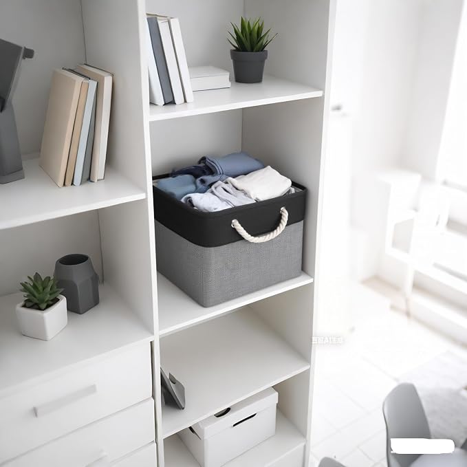 Cube Storage Bins, Collapsible Fabric Cube Storage Bin, 11 Inch Cube Storage Bins with Handles, Foldable Storage Cubes (Black/Gray, 6Pack) - Image 3