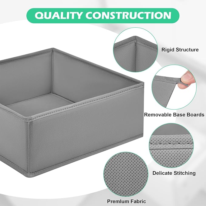 Drawer Clothing Organizer 16-Pack, Grey 3 Sizes Underwear Drawer Dividers, Fabric Folding Wardrobe Organizer, Can Store Baby Clothes, Bras, Underwear, Panties, Belts, Socks, Ties, etc. - Image 6