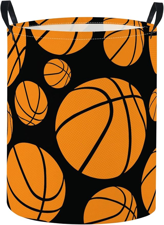 Baby Laundry Basket Baby Nursery Hamper Kids Laundry Basket Toy Storage Bin for Boys Room Decor Gift Baskets for Bedroom Bathroom(Basketball) by TIBAOLOVER