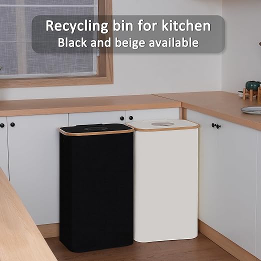 iEGrow 29 Gallons Recycling Bins for Kitchen, Indoor Recycle Bins with Lid, 110L Large Recycle bin with 2 Removeable Reusable Inner Bags, for Bottles Cans Glass Plastice Cartons(Black) - Image 6