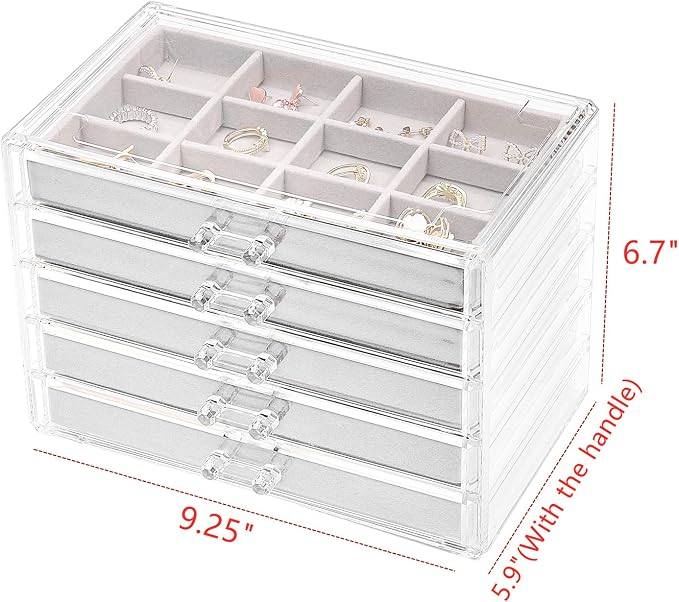 Cq acrylic Jewelry Organizer With 5 Drawers - Image 2