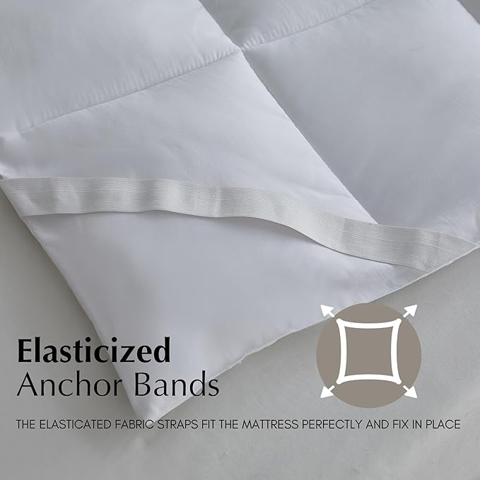 Kathy Ireland Brrr Pro Cooling Tencel Quilted Fitted Mattress Topper King Size, 300 Thread Count Tencel Lyocell/Polyester Filling Mattress Topper Breathable Soft Mattress Cover Pad - White