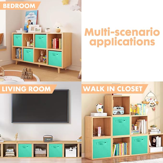 ShellKingdom Storage Bins, Foldable Fabric Storage Cubes and Cloth Organizer Drawer for Closet and Toys, 6 Pack (Mint Green) - Image 6