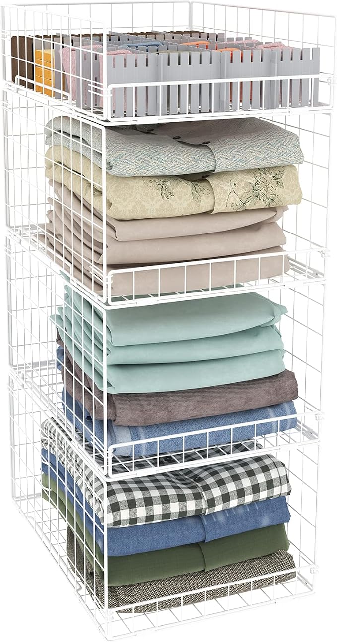 Cidaziya Closet Organizers and Storage Shelves for Clothes, Collapsible Stackable Storage Bins Organizer Baskets Containers Drawers for Truck Camper Closet RV Closets Pantries Cupboard Wardrobe by Cidaziya