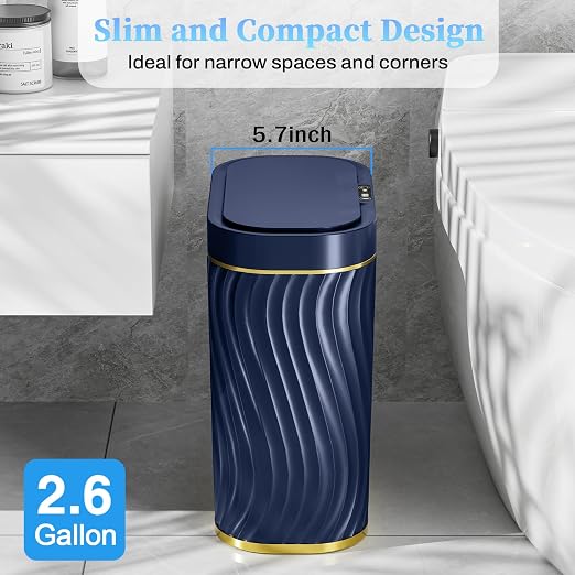 Ogikey Bathroom Small Trash Can with Automatic Touchless Lid, 2.6 Gallon Smart Garbage Can Narrow Waterproof Trash Bin for Bedroom, Office, Living Room - Image 3