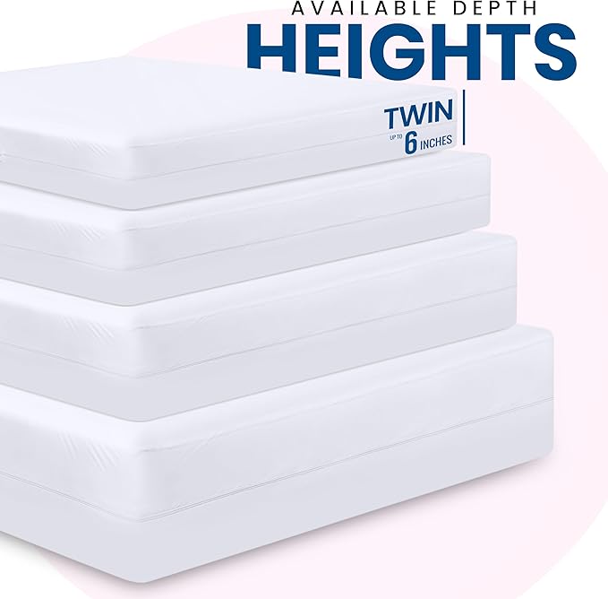 Utopia Bedding Premium Waterproof Bed Bug Mattress Cover, Twin Zippered Mattress Protector, 6 Inches Deep, Dust Mite Proof 6-Sided Mattress Encasement for Bed