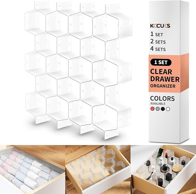 Honeycomb Separator Adjustable Drawer Organizer Divider for Underwear Belt-Scarf Socks Organizer (White(1pc)) by Kocuos+