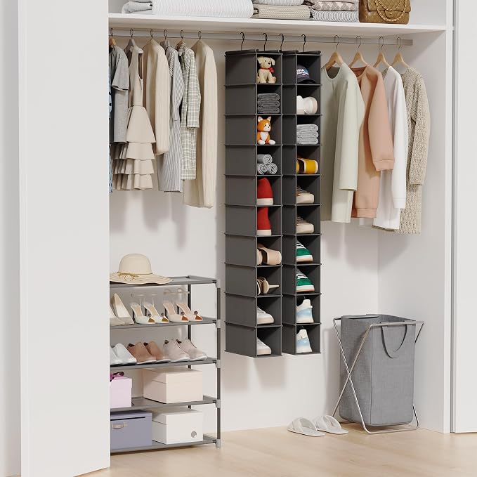 MAX Houser 10-Shelf Hanging Shoe Shelf Organizer, Hanging Shoe Storage for Closet (Grey) - Image 4