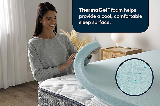 Serta ThermaGel Cooling, Pressure-Relieving Memory Foam Mattress Topper, 2 Inch, California King