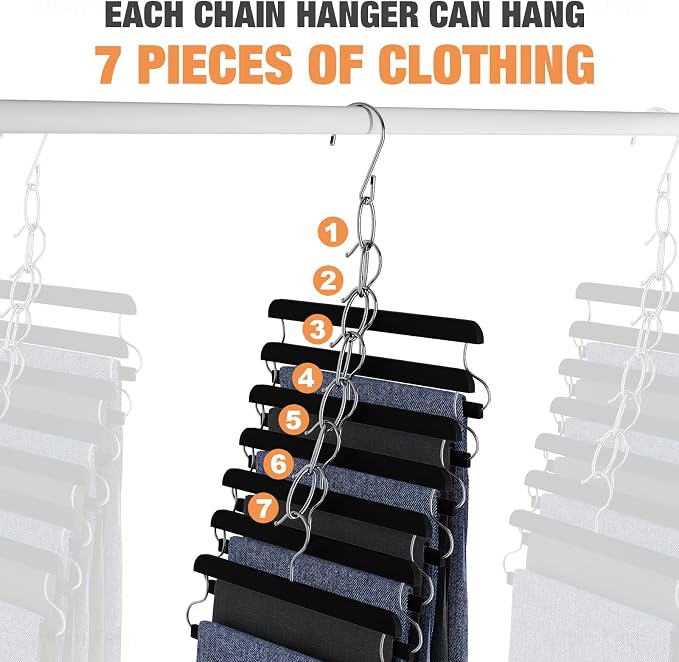 NiHome Clothing Chain Hanger 10-Pack, Metal Closet Organizer Space Saving Hangers with 7 Holes, College Dorm Room Essentials, Closet Organizers & Storage for Home, Office, Cruise & Travel - Image 6