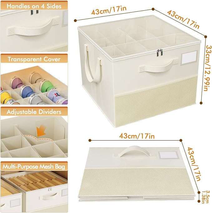 NestOrganix 2 Pack Shoe Organizer for Closet, Large Shoe Box Storage Containers, Foldable Shoe Storage Organizer Box Bin with Adjustable Dividers and Clear Cover, Space Saving Shoes Holder, Beige - Image 6