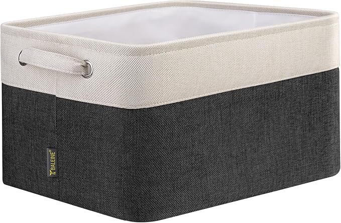 BALEINE 1 Pack Fabric Closet Storage Bins for Shelves, Linen Closet Organizers and Storage, Decorative Baskets for Organizing, Shelf, Clothes, Home, Office (Black, 15''x11''x9.5'') by BALEINE