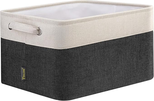 BALEINE 1 Pack Fabric Closet Storage Bins for Shelves, Linen Closet Organizers and Storage, Decorative Baskets for Organizing, Shelf, Clothes, Home, Office (Black, 15''x11''x9.5'') by BALEINE