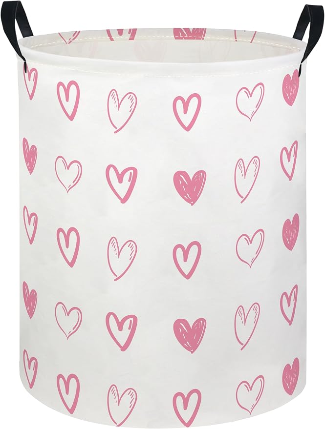 Baby Laundry Hamper kids laundry Basket Waterproof Laundry Bag for Bedroom Toy Clothes Organizer Room Décor(Pink Heart) by Unknown