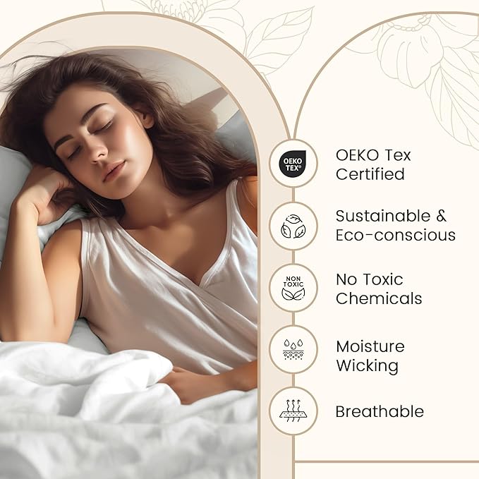 Twin XL 100% Cotton Sheets For Twin Bed, 800TC Sateen Weave 3PC Fully Elasticated Fitted Sheet & Pillowcase Sets, 15-inch Deep Pocket Sheets Machine Washable, Naturally Cool & Breathable - Ivory