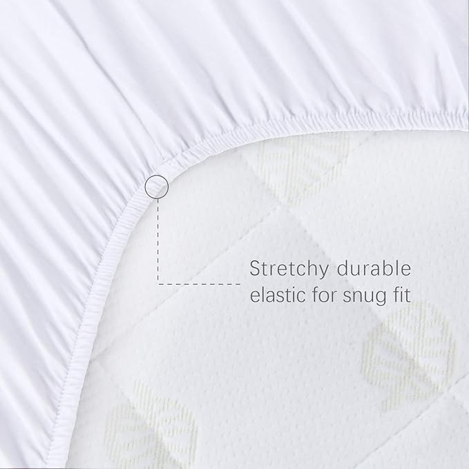 Bassinet Mattress Pad Cover Compatible with 4moms Mamaroo Sleep Bassinet, 2 Pack, Waterproof Quilted Ultra Soft Surface, Breathable and Easy Care