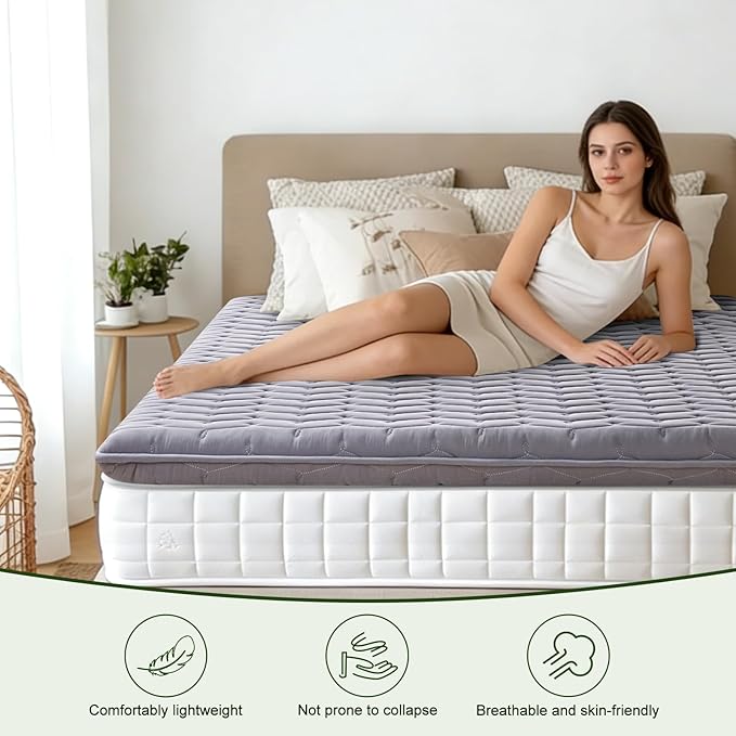 Premium Foam Twin Mattress Topper,Firm Mattress Topper for Back Pain,Provide Lasting Support,Thicken Bed Topper,Premium Gray(75×39Inches)