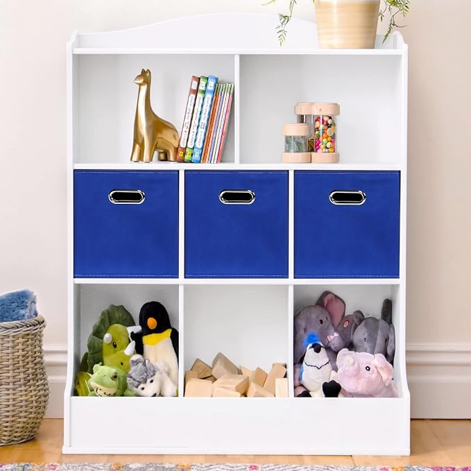 Dark Blue Fabric Storage Bins, Set of 3, 11x11x11, Foldable Cube Bins for Cloth or Accessory Storage - Image 5