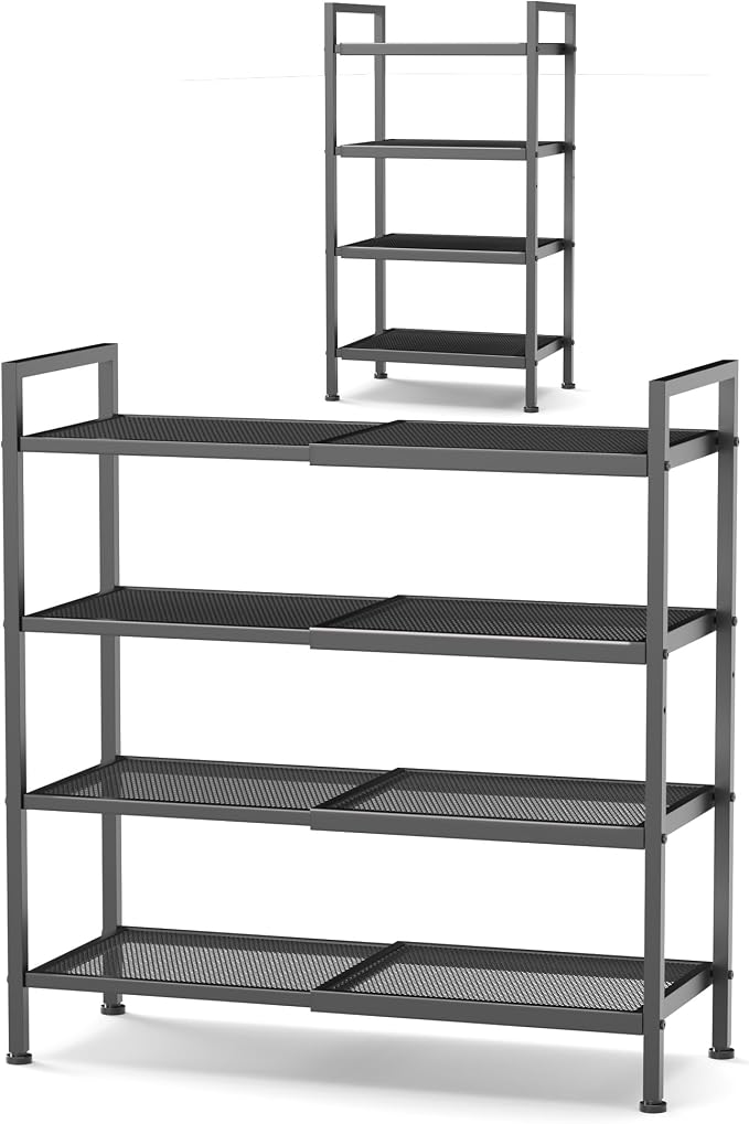 4 Tier Shoe Rack, Expandable Shoe Rack for Closet, Adjustable Shoe Organizer for Entryway, Shoe Storage Organizer for Door Entrance, Garage, Bedroom - Image 9