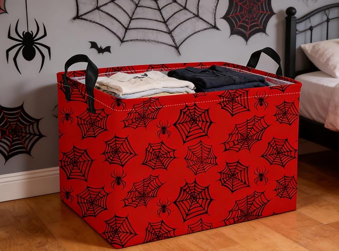 Rectangular Kids Baskets Spider Basket Cute Storage Bins Organizer Box Boys Room Decor for Home.(Red spider) - Image 5