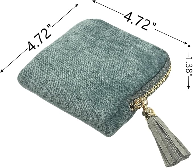 Small Travel Jewelry Case - Jewelry Travel Organizer Bag with Tassel Zipper for Bracelets, Necklaces, Bangles, Jewelry Organizer Storage Bag Gift for Women Girls - LJB001-Mint Blue - Image 2