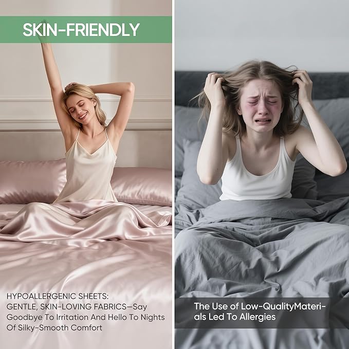 Luxury Organic Tencel & Viscose from Bamboo Cooling Sheet Set,Silky Soft Lyocell Sheets with Deep Pocket, Hypoallergenic & Breathable Bedding with Pillowcases (Sand, Full)