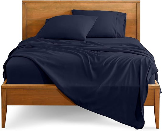 Bare Home Split King Sheet Set - 1800 Ultra-Soft Microfiber Bed Sheets - Double Brushed - Deep Pockets - Easy Fit - 5 Piece Set - Bedding Sheets & Pillowcases (Split King, Midnight Blue)