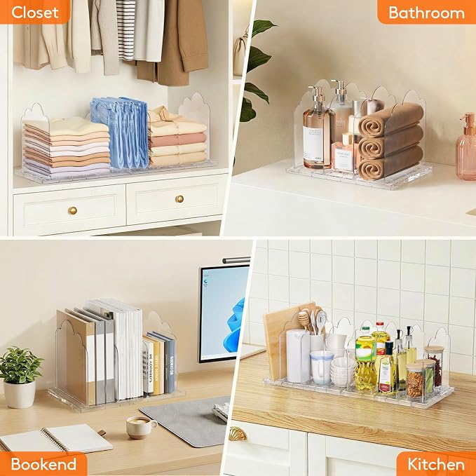 Lifewit Purse Organizer for Closet, 9.7" Tall Clear Handbags Storage Organizer, Adjustable Clutch Organizer Holder for Closet, 2 Pack Bookshelf Dividers for Sweater in Bedroom 35 x 24cm/14 × 9.5" - Image 9