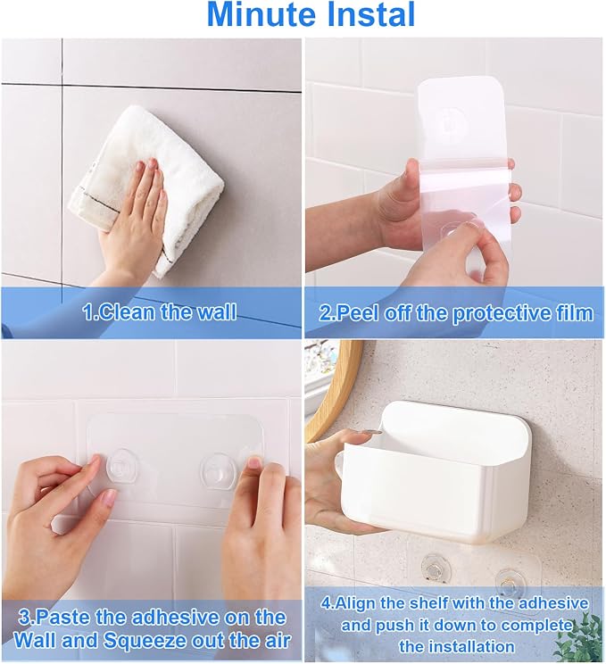 2pc Clear Wall Mount Organizer, Adhesive Cabinet Door Organizer,Self Adhesive Organizer for Wall,Shower Caddy No Drilling Hang Walls for Bathroom, Kitchen, Living Room - Image 6