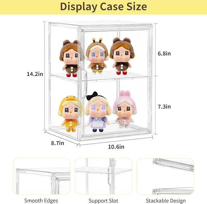 LXLXXL Acrylic Display Case with Removable Shelf Compatible with Labubu POP MART 2 Tier Figure Display Case for Collectibles Cosmetic Clear Acrylic Box - Image 6