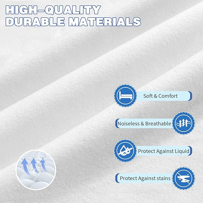 Full Mattress Protector, Waterproof Mattress Cover with 18" Deep Pocket Bed Cover, Fitted Sheet Style Noiseless Breathable Machine Washable, White (54"x76")