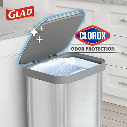 Glad Stainless Steel Step Trash Can, Series 2 with Clorox Protection - Large Metal Kitchen Garbage Bin with Soft Close Lid, Foot Pedal and Waste Bag Roll Holder, 20 Gallon - Image 3